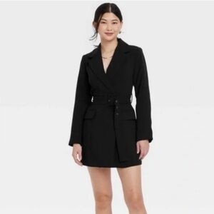A New Day Women's Black Belted Blazer Coat